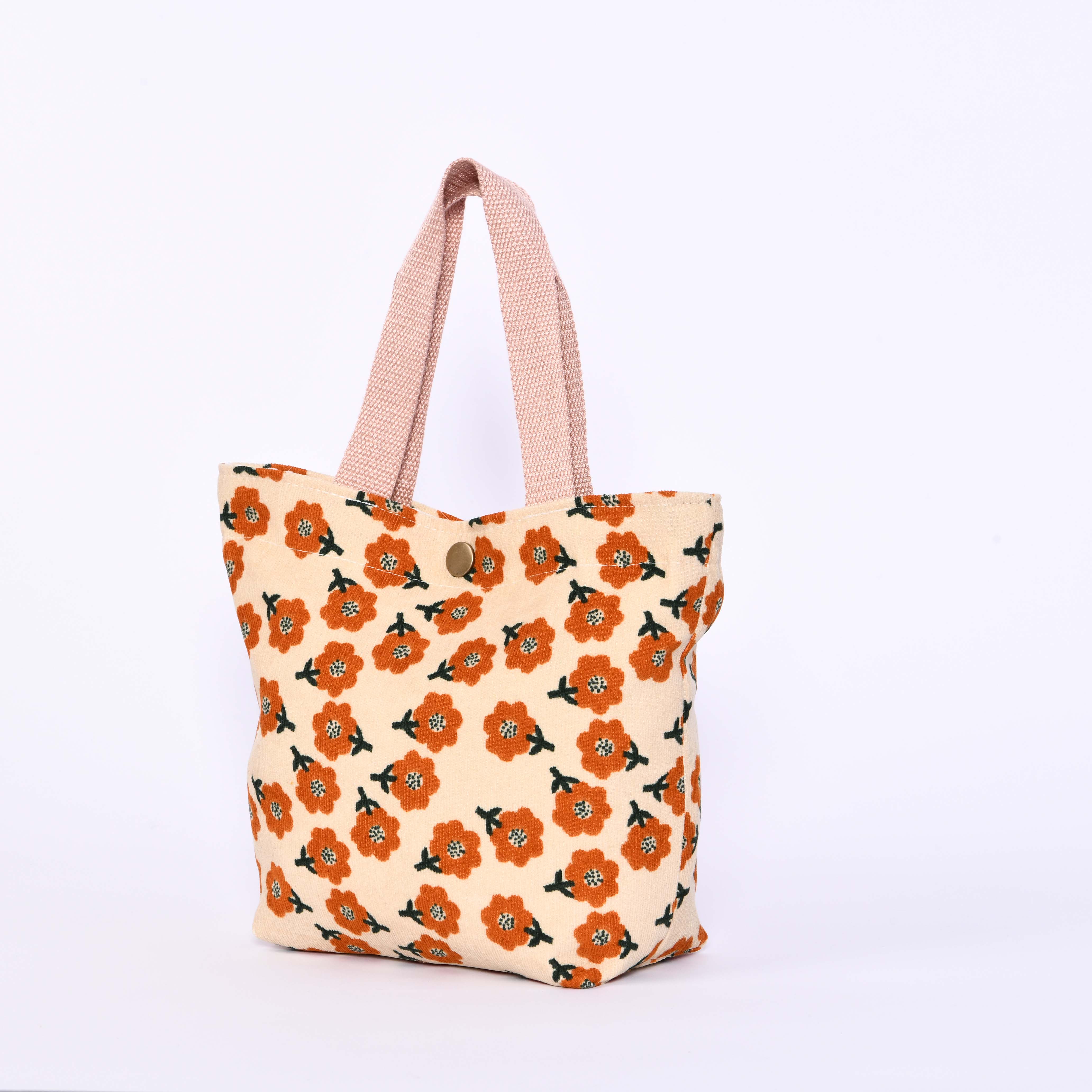 Small Flowers Corduroy Totes,Cute Handmade Purse