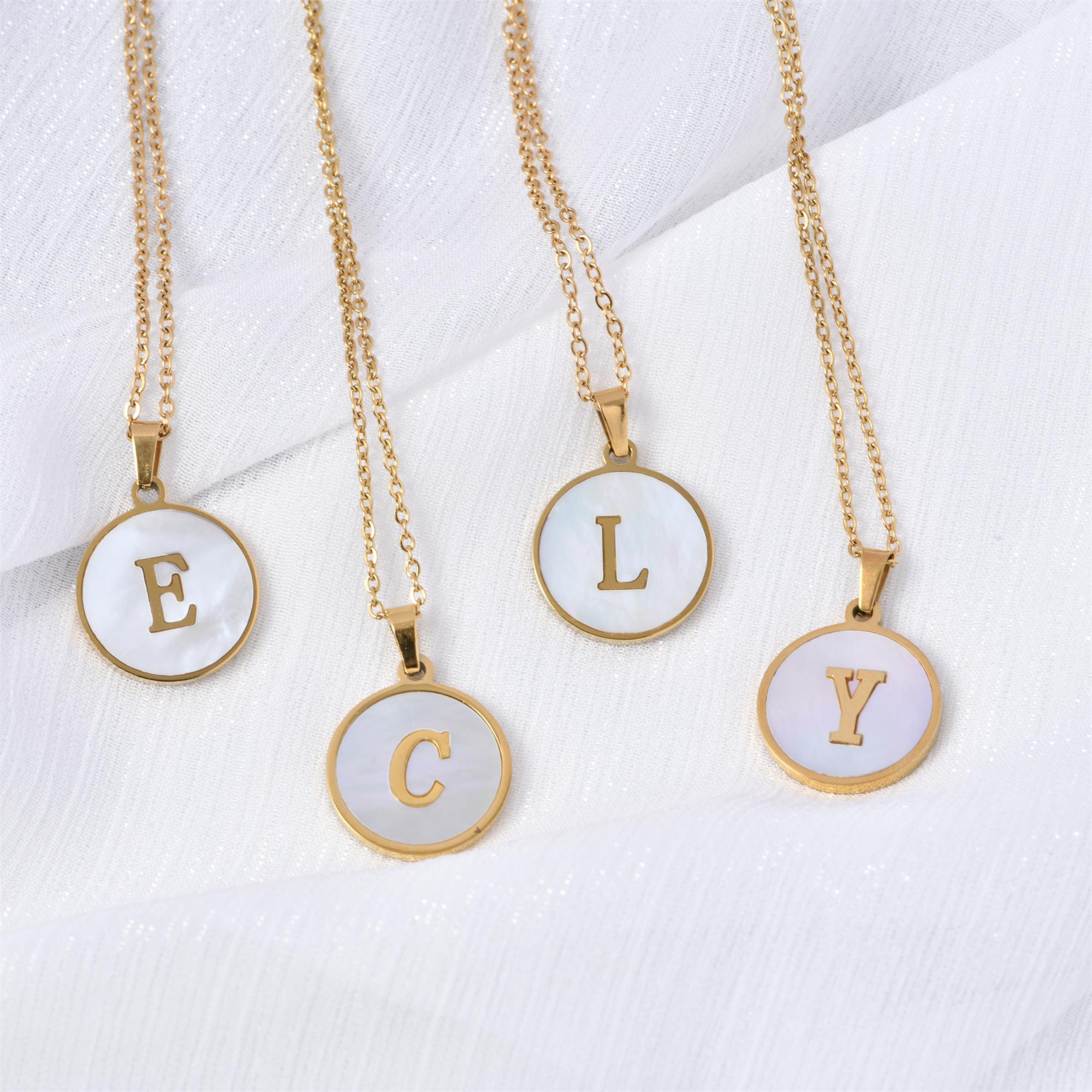 Letter Round Charm Pendant Chains Necklace, Unisex 1 Piece Trendy Matching Necklace