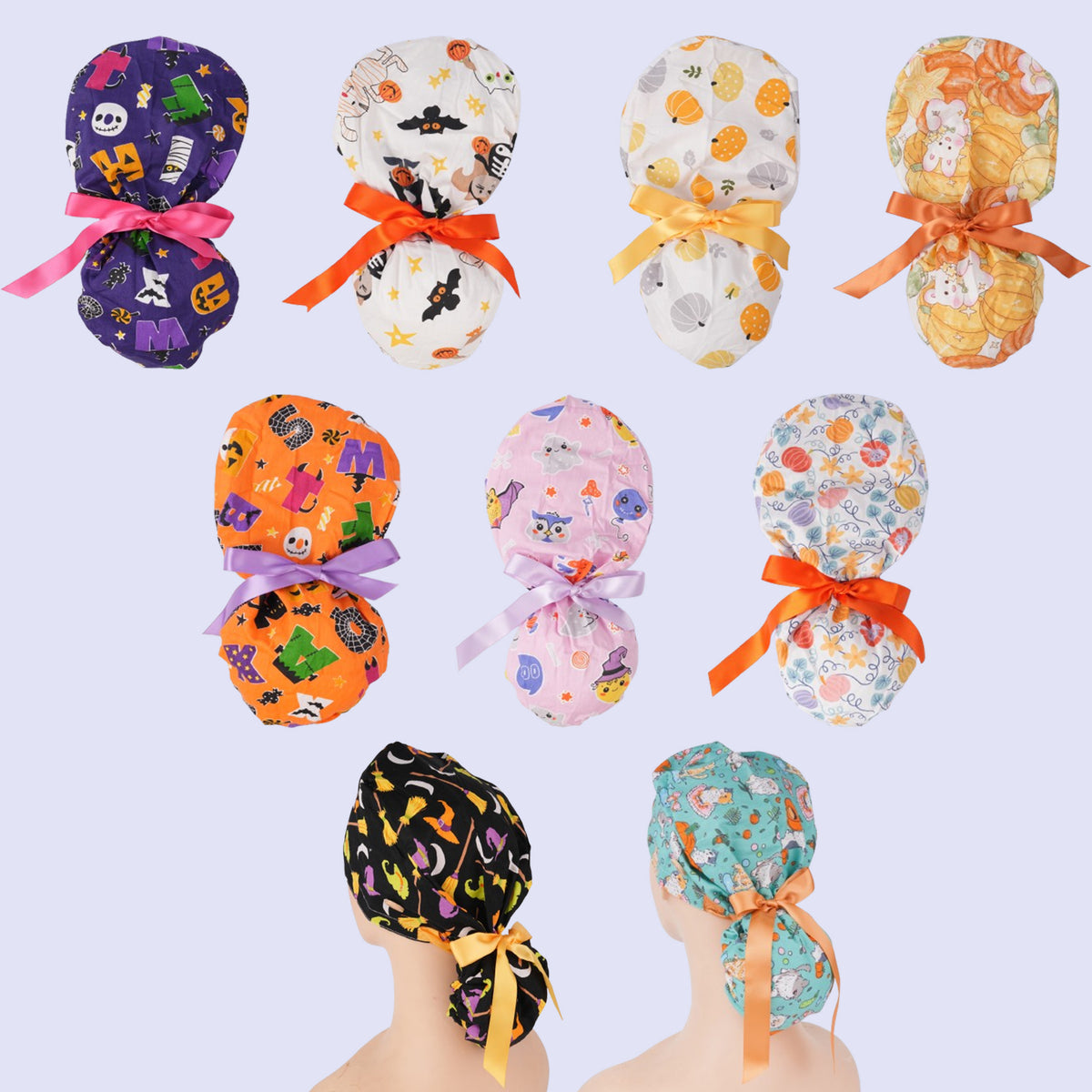Halloween Ponytail Scrub Cap, Soft Cotton, Spooky Seasonal Vibes