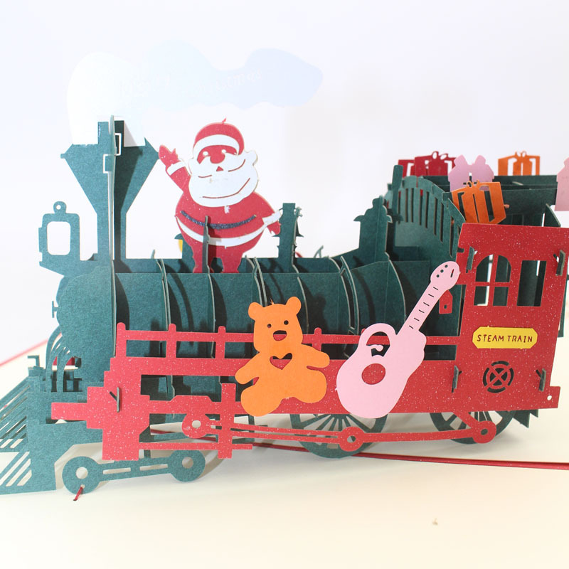 Cute Christmas Train Pop Up Card