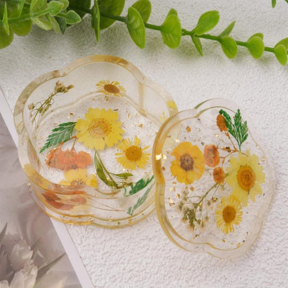 Flower Shaped Real Flowers Resin Ring Holder,Ring Dish