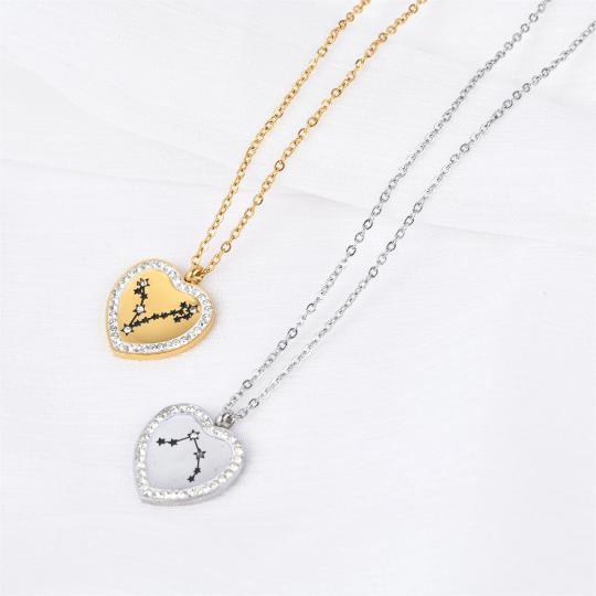 Constellation Necklace Handmade, Minimalist Heart Twelve Zodiac Necklace Pendants, Personalized Astrology, Birthday Gift, Valentine's Day Gifts