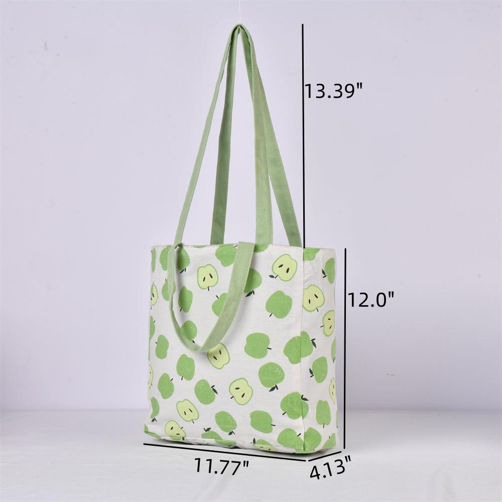 Two Strap Apple Cotton Linen Shoulder Bag, Reusable Shopping Bag