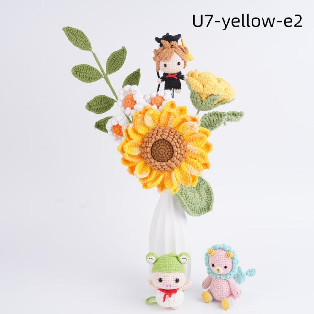 Handmade Colorful Sunflower Crochet Flowers Bouquet