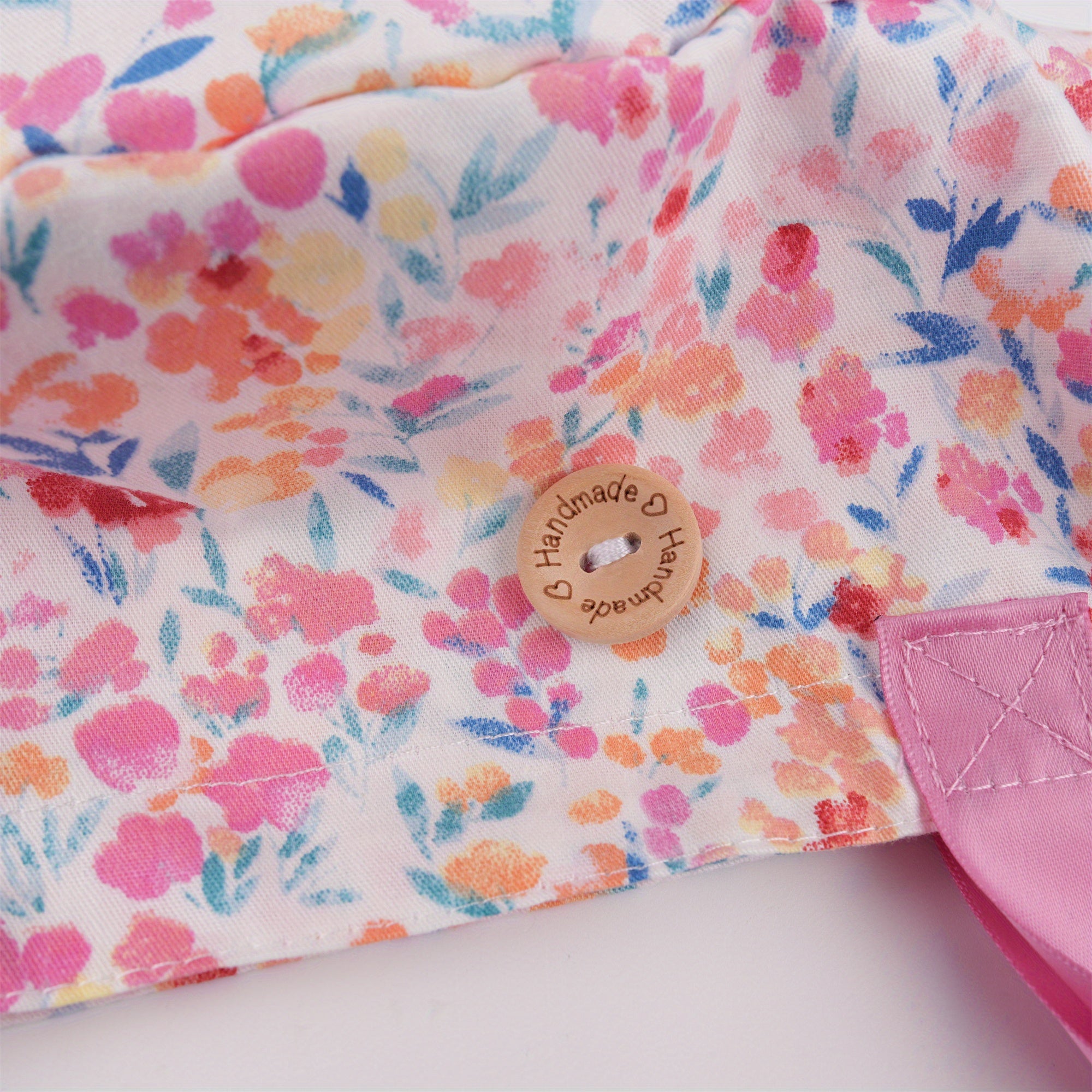 Pink Floral Cotton Hair Cap Scrub Cap with Ribbon, Perfect for Nurse,Daily use