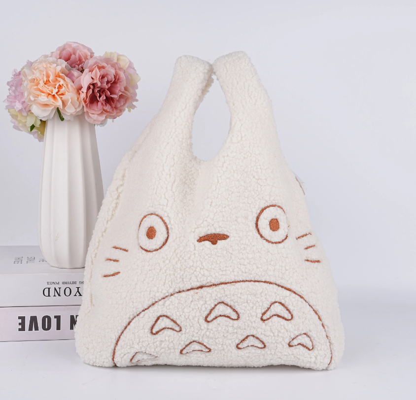 Japanese Totoro Corduroy Wrist Bag,Fall/Winter Totes,Reusable HandBag,Handmade