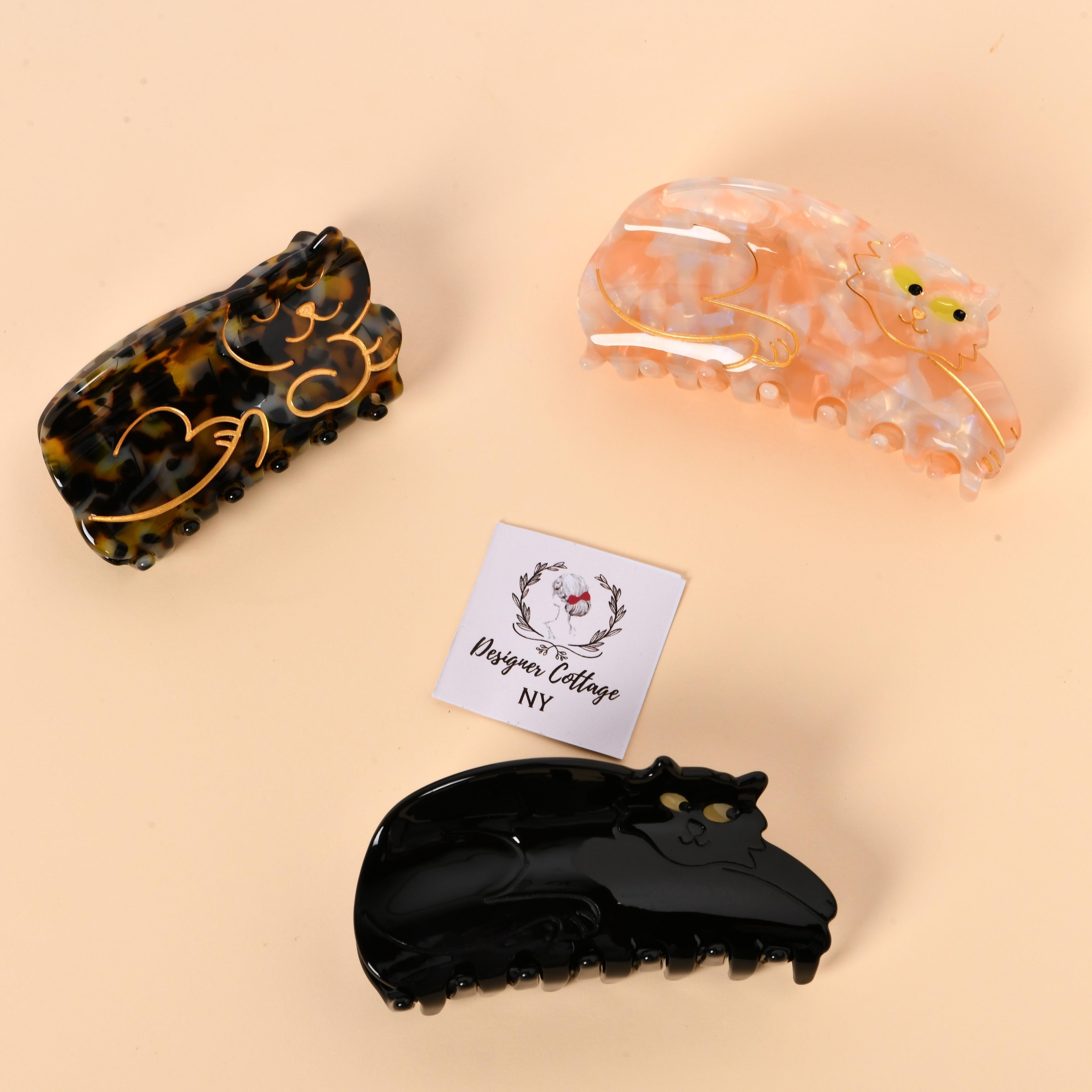 Cat Acetate Hair Claw - Adorable Animal Lover Gift, Ideal for Daily Wear, Birthday