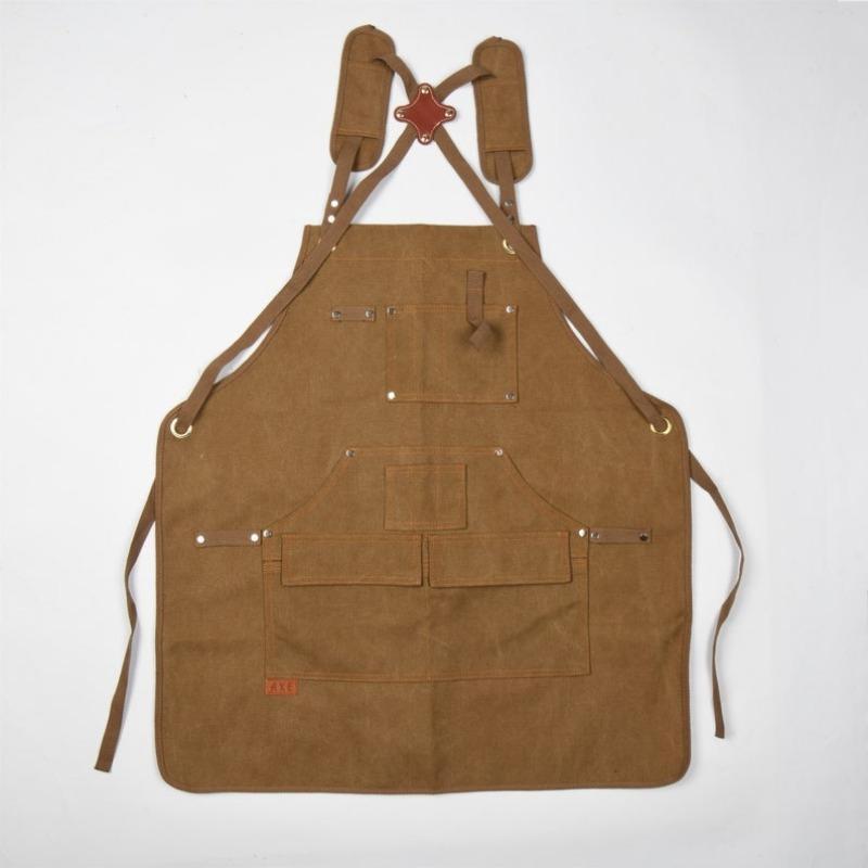 NEW! Canvas Apron with Multiple Pockets, Adjustable Cross Back Strap