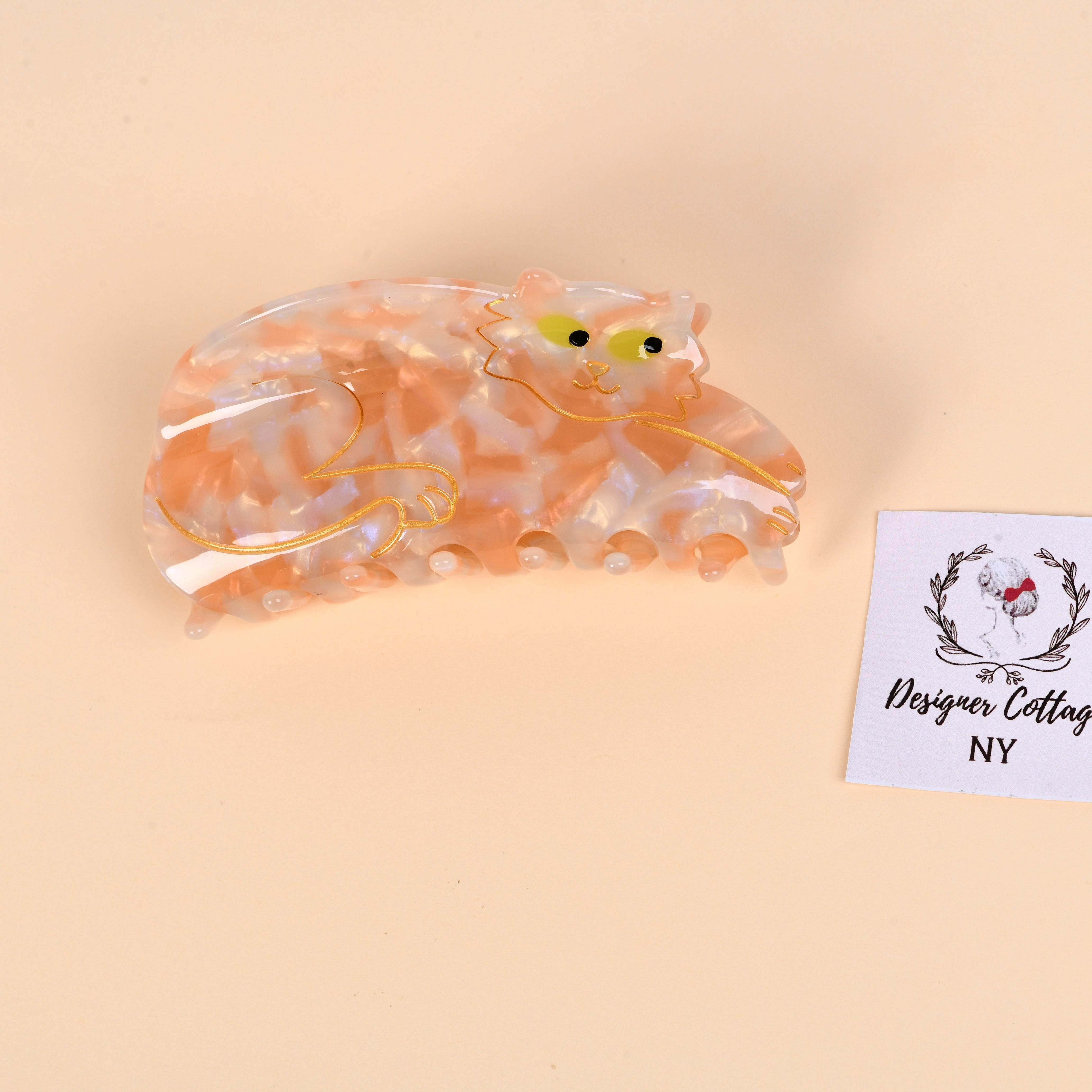 Cat Acetate Hair Claw - Adorable Animal Lover Gift, Ideal for Daily Wear, Birthday