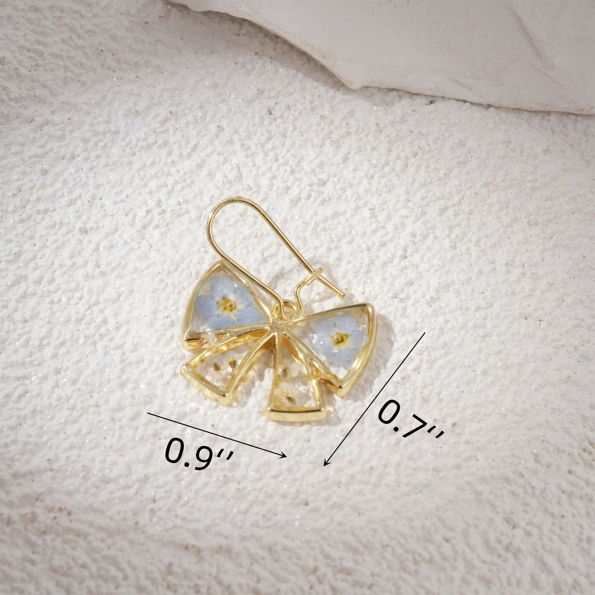 Handmade Resin Dried Flower Earrings,Blue/Pink Butterfly Shape Earrings