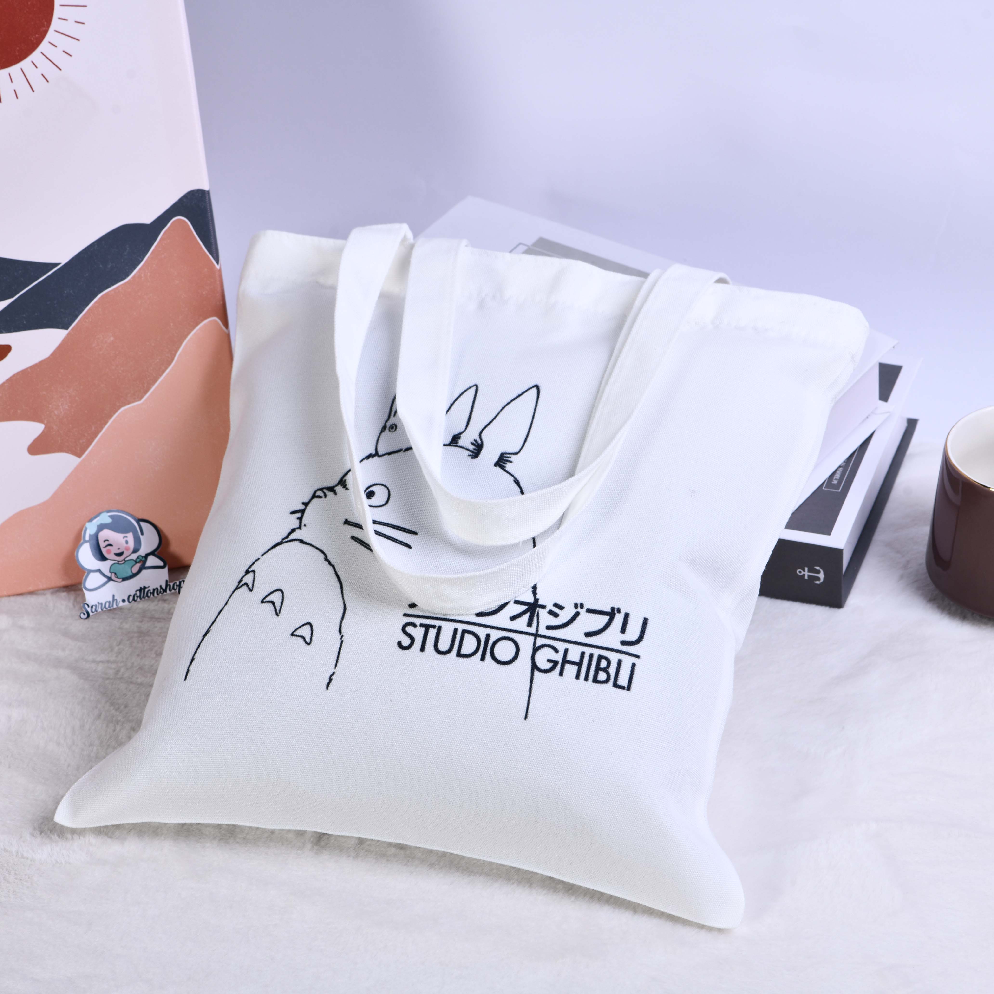 Anime Faceless Man/Totoro Canvas Tote Bag, Shopping Bag Handmade