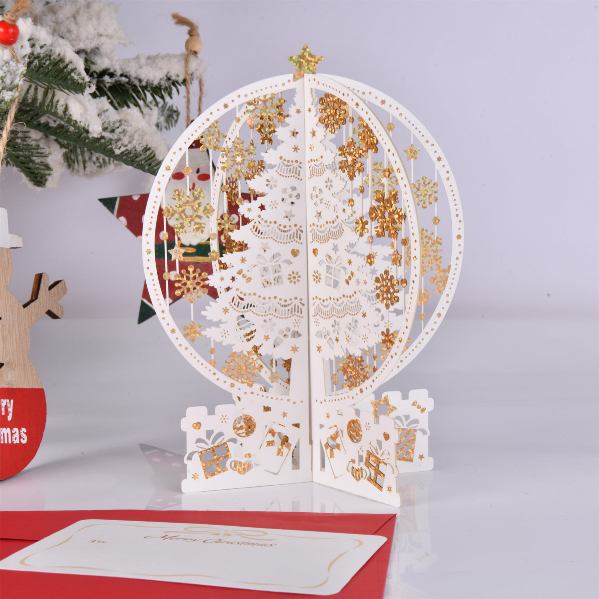 Golden Sparkling Crystal Ball Christmas Card