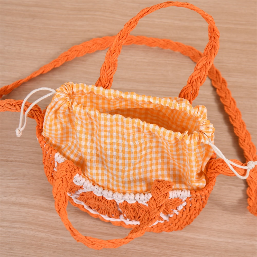 Orange Beach Straw Handbag, Bridesmaid Tote, Wedding Guest, Summer, Birthday Gifts