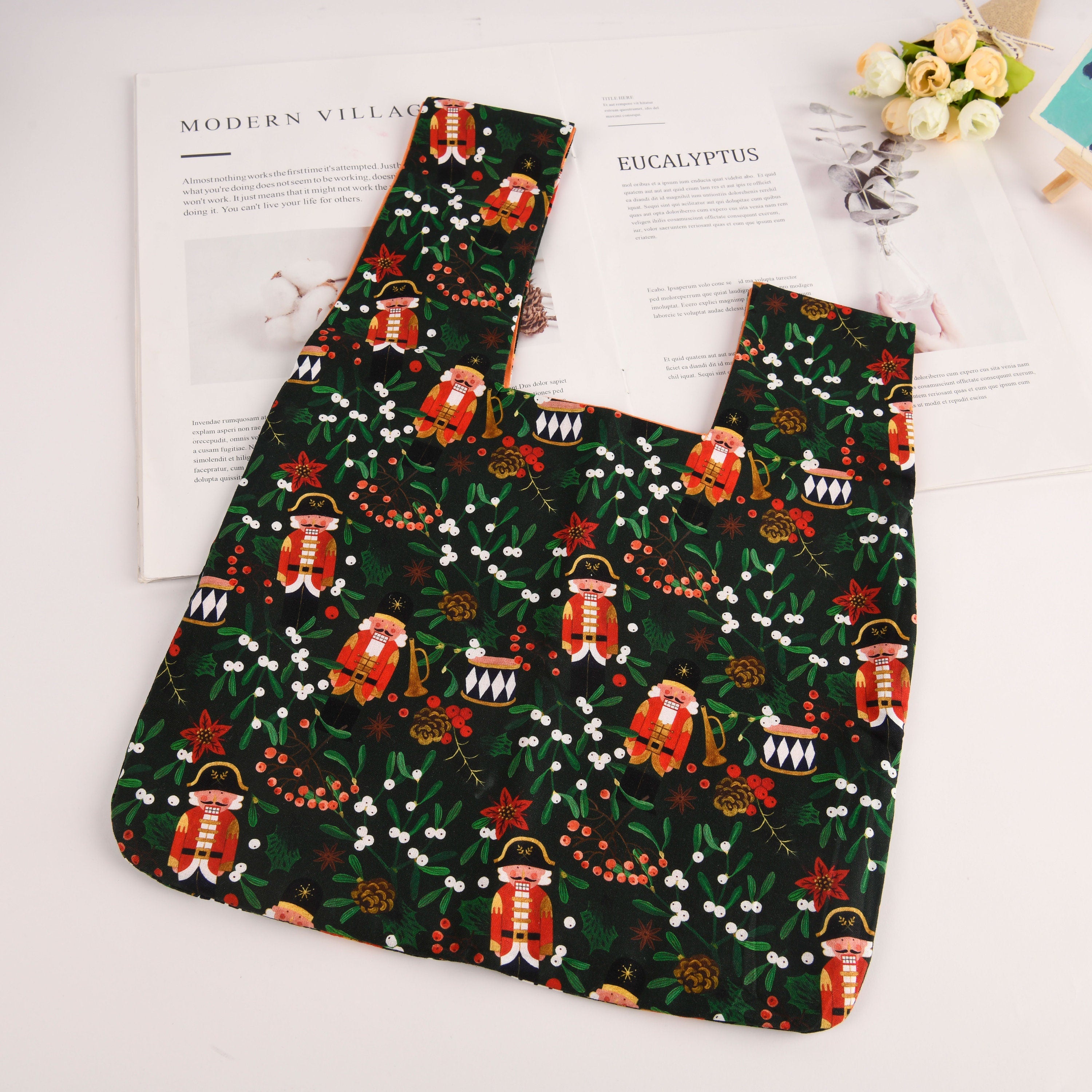 Cartoon Pattern Japanese Knot Bag, Wrist Bag, Essentials Knot Bag, Soft Cotton Fabric