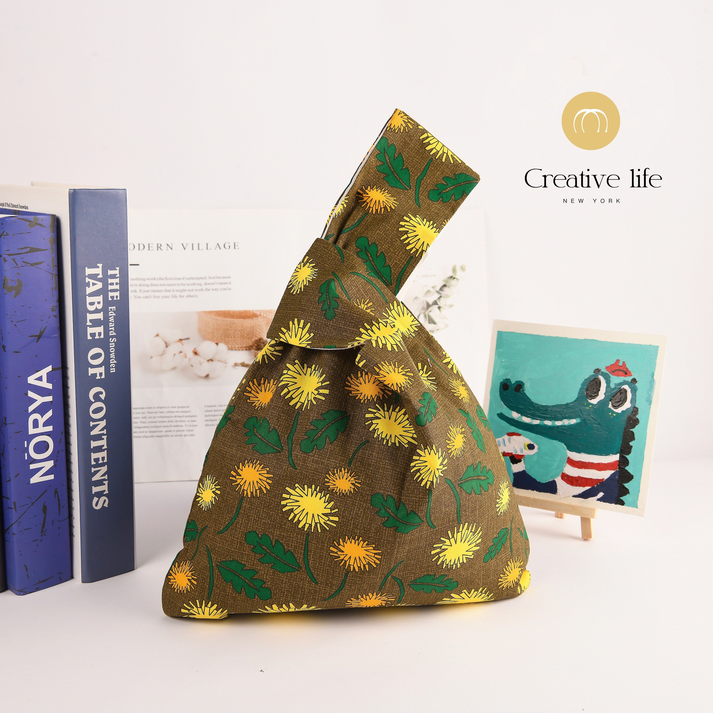 Sunflower in Brown Knot Bag, Summer Casual Daily Bag