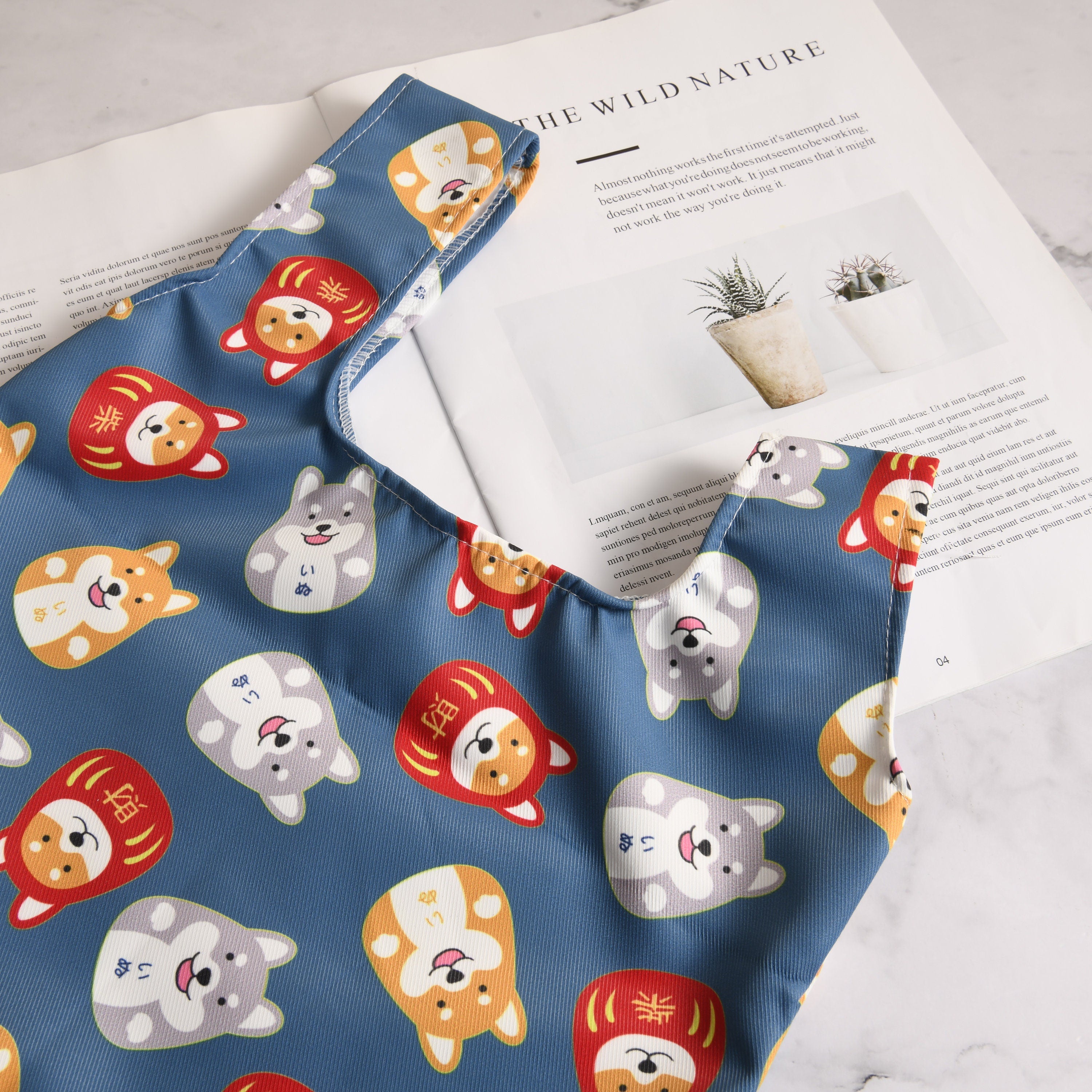 Shiba Inu Japanese Knot Bag,Dog Lover Wrist Bag Cotton