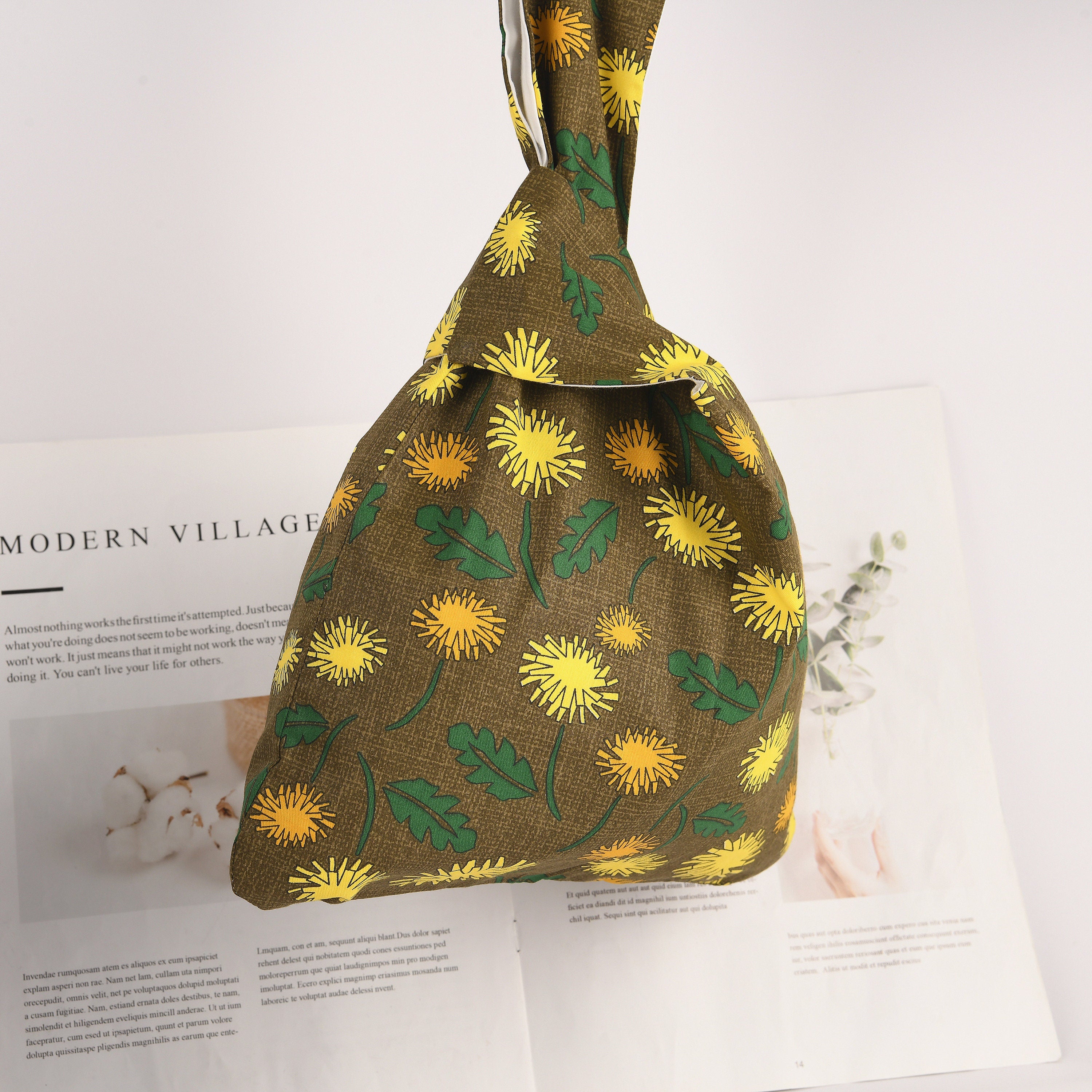 Sunflower in Brown Knot Bag, Summer Casual Daily Bag