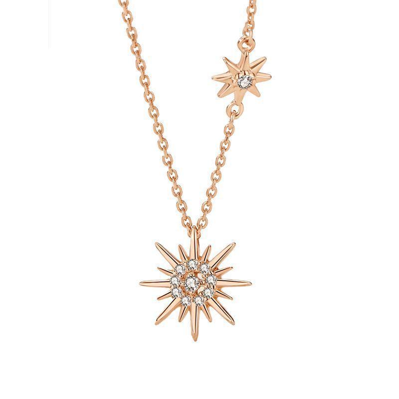 Silver Snowflake Necklace with Star Pendant for Women - Dainty Necklace for Anniversary or Birthday Gift