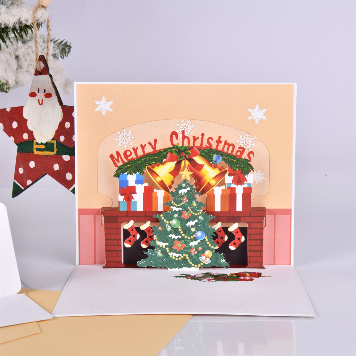 Small Christmas Fireplace Card,Family Party Favors