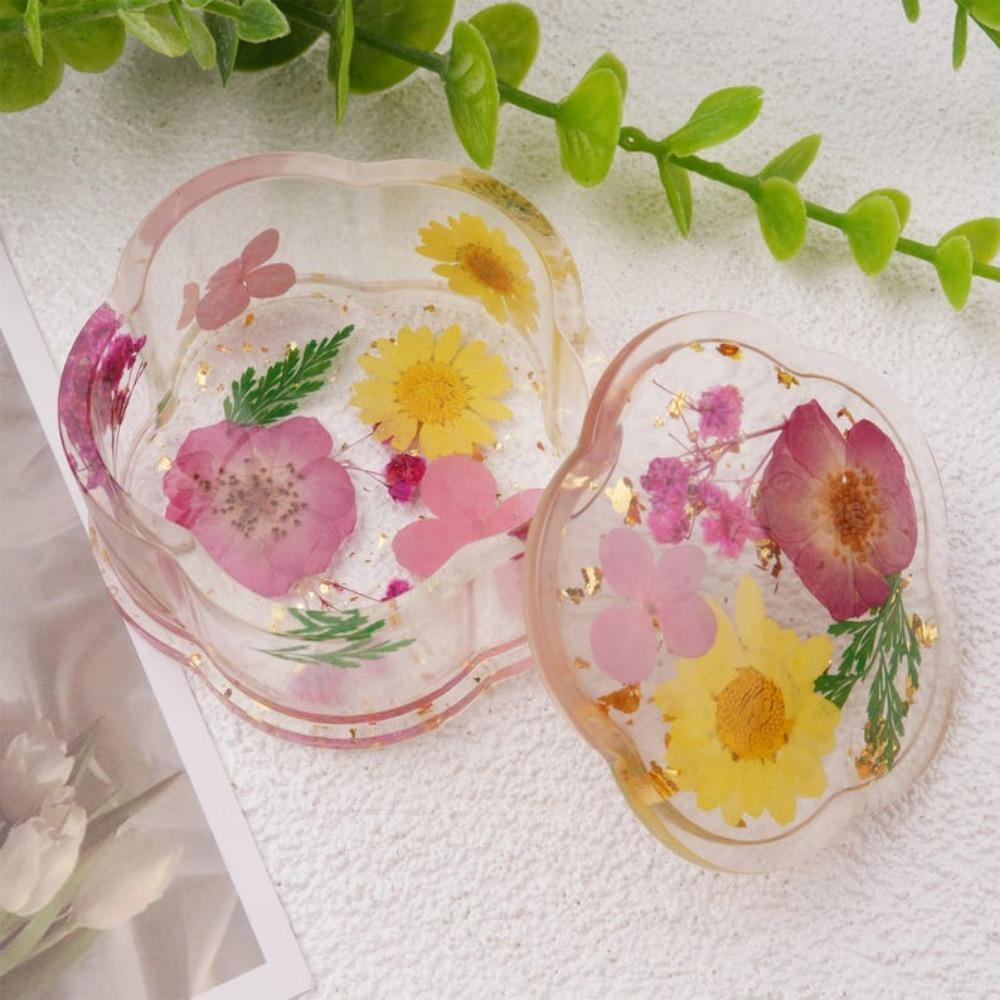 Flower Shaped Real Flowers Resin Ring Holder,Ring Dish