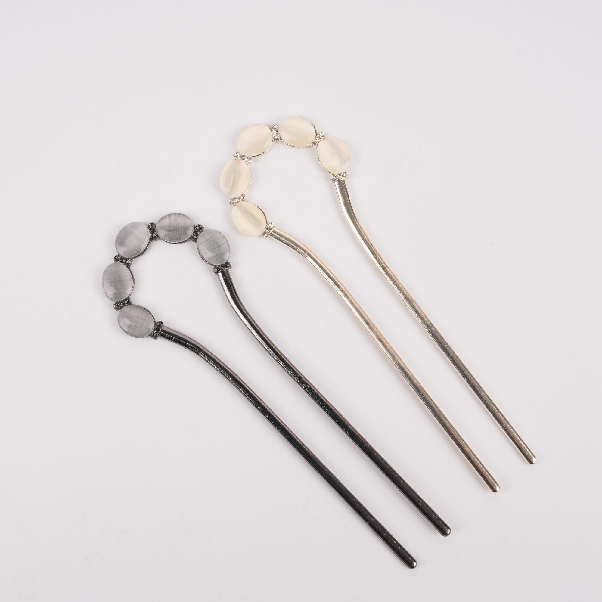 Elegant Cat Eye Metal Hair Clip,U-shaped Alloy Hairpin,Suit for Party,Daily