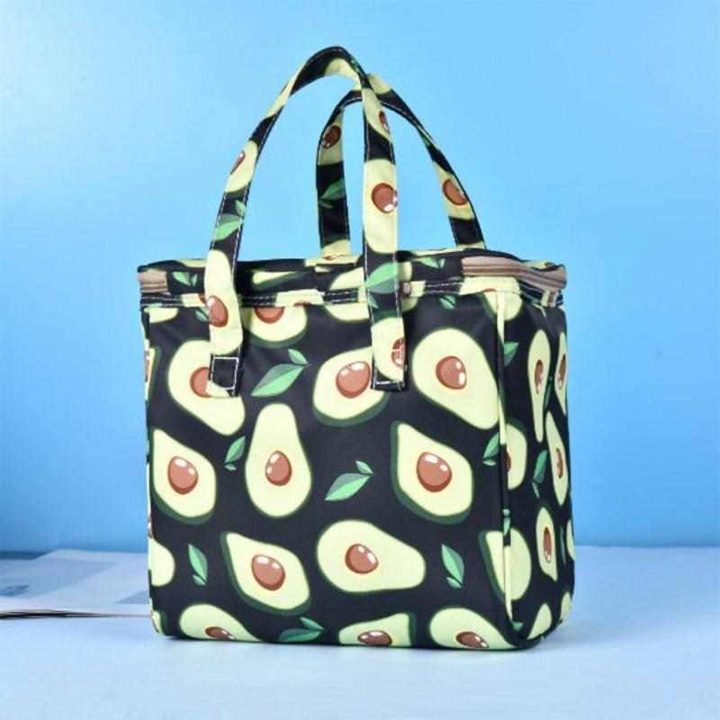 XXL Avocado Insulated Lunch Bag, Square Cooler Box Bag for School, Picnic, Office, Back to School