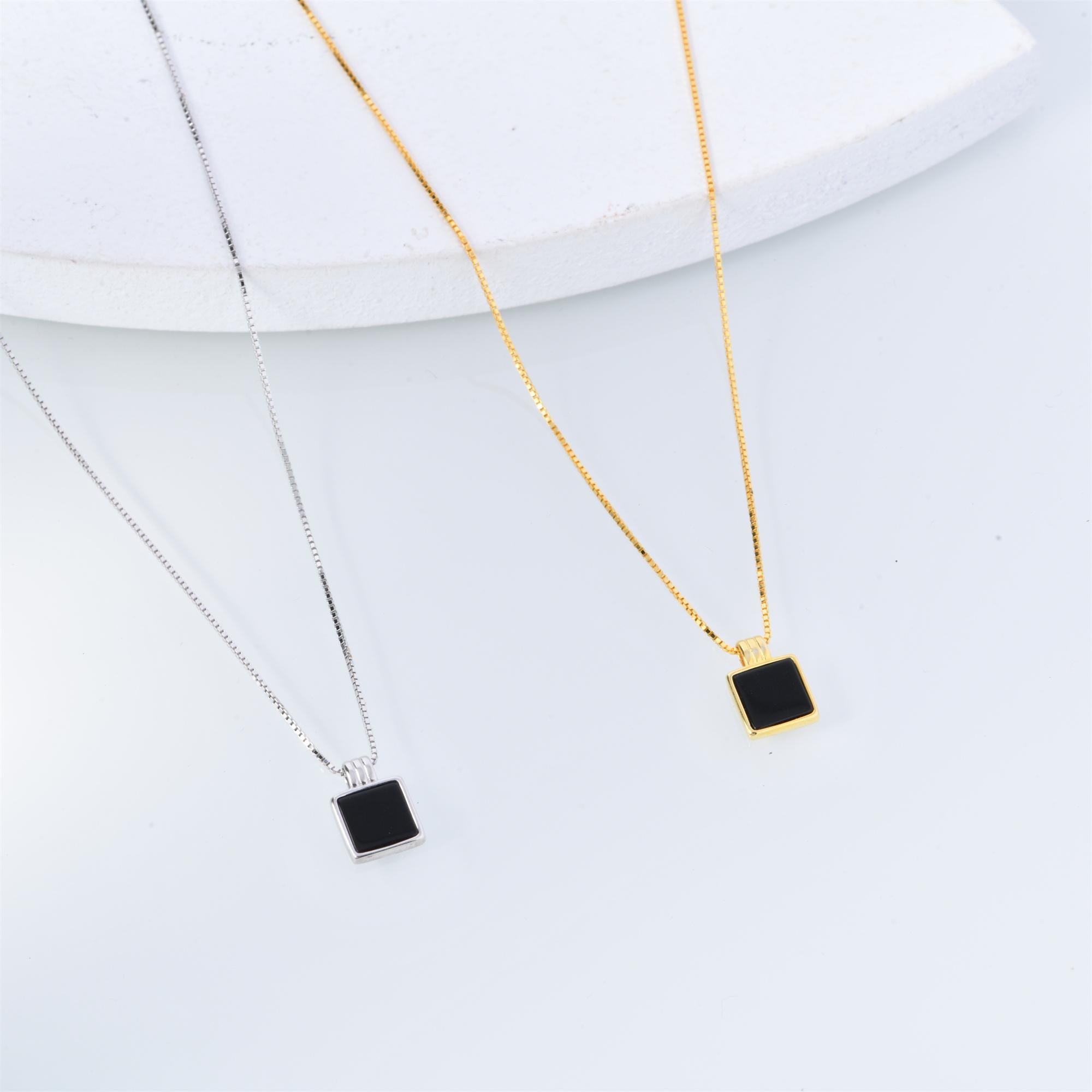 16'' Sliver Gold Square Necklace,Minimalist Necklace for Women,Box Chain necklace, Delicate Black Necklace, Golden choker, Birthday/Mother's Day Gift
