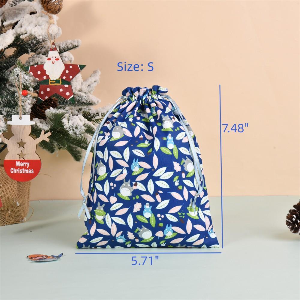 M/L Totoro Drawstring Storage Bag, Reusable Cotton Bags, Handmade Fabric Gift Wrap