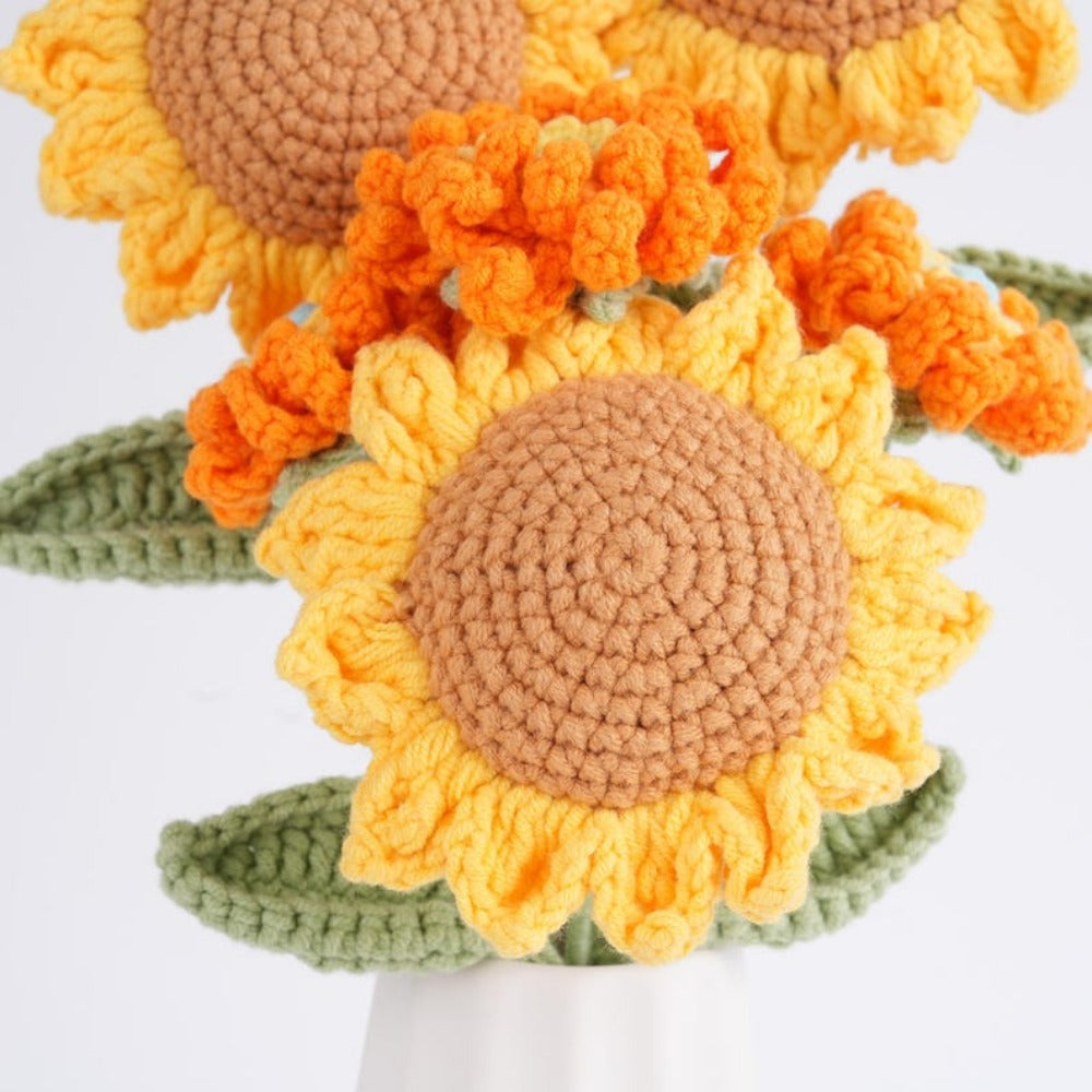 Handmade Crochet Sunflower Bouquet For Home Decor,Gifts