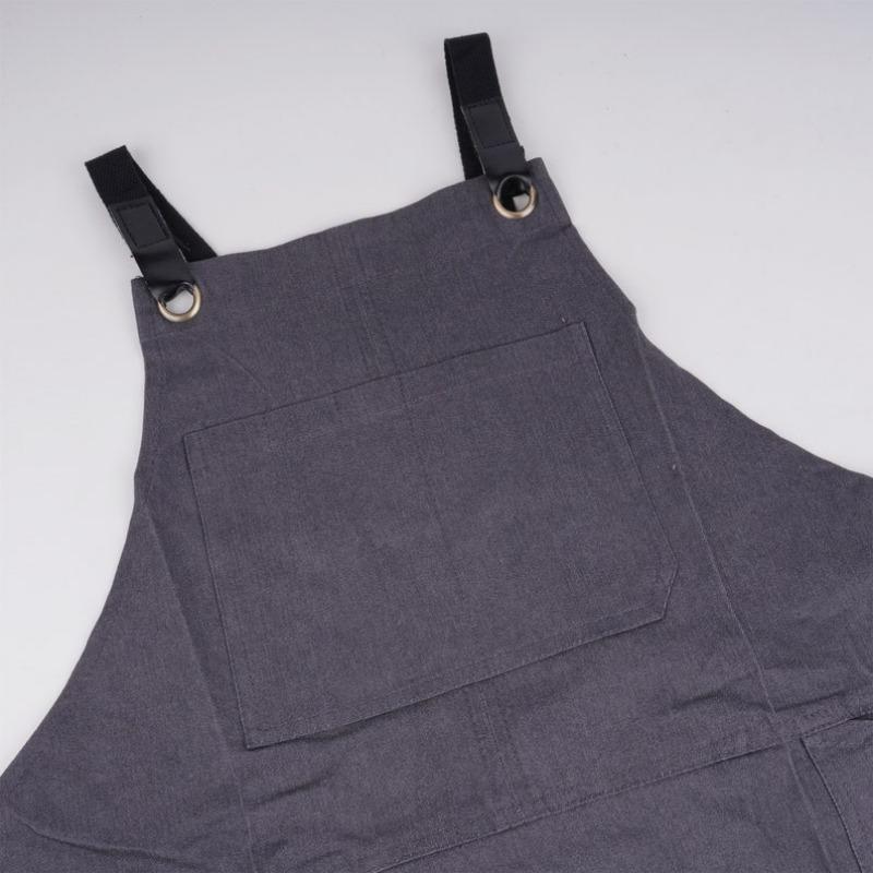 Pure Denim Apron w/Adjustable Cross Straps, Split Leg Pants