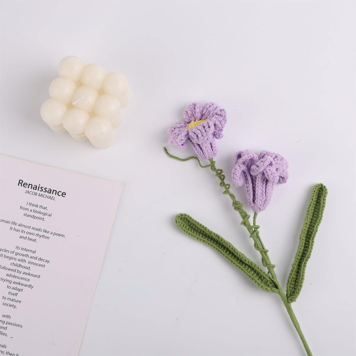 Purple/White Crochet Peruvian Daffodil Flower