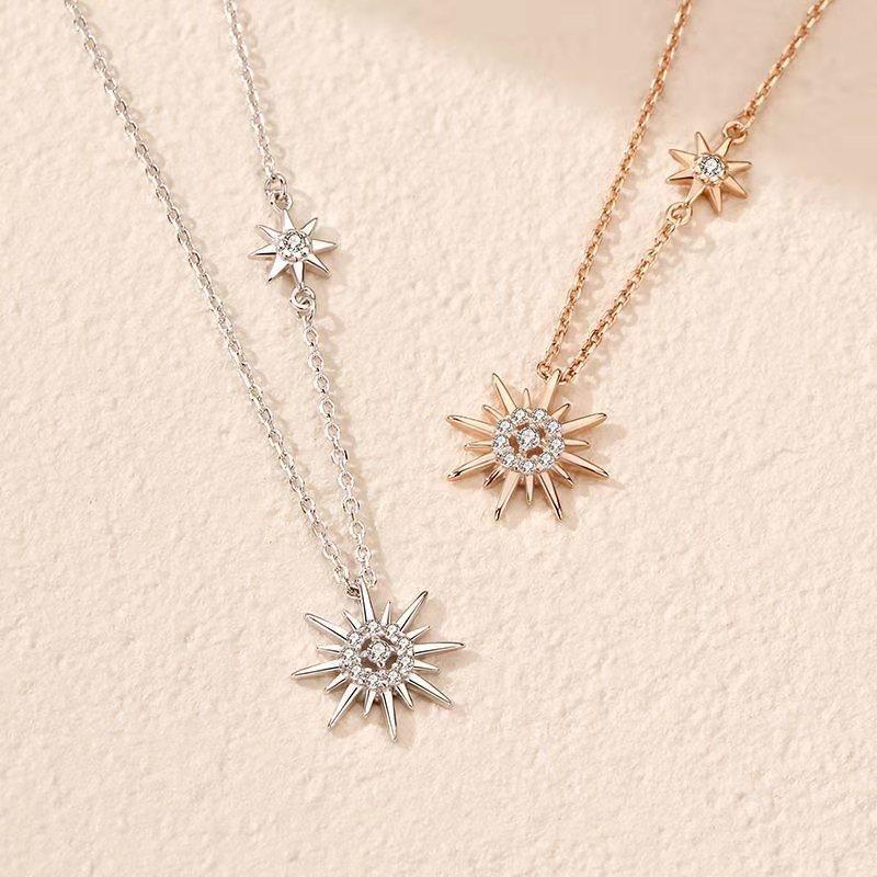 Silver Snowflake Necklace with Star Pendant for Women - Dainty Necklace for Anniversary or Birthday Gift