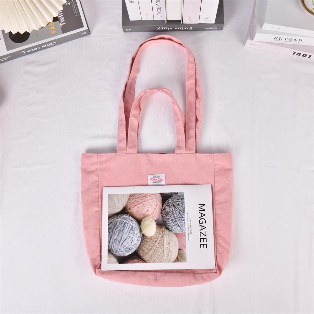 Two Strap Apple Cotton Linen Shoulder Bag, Reusable Shopping Bag