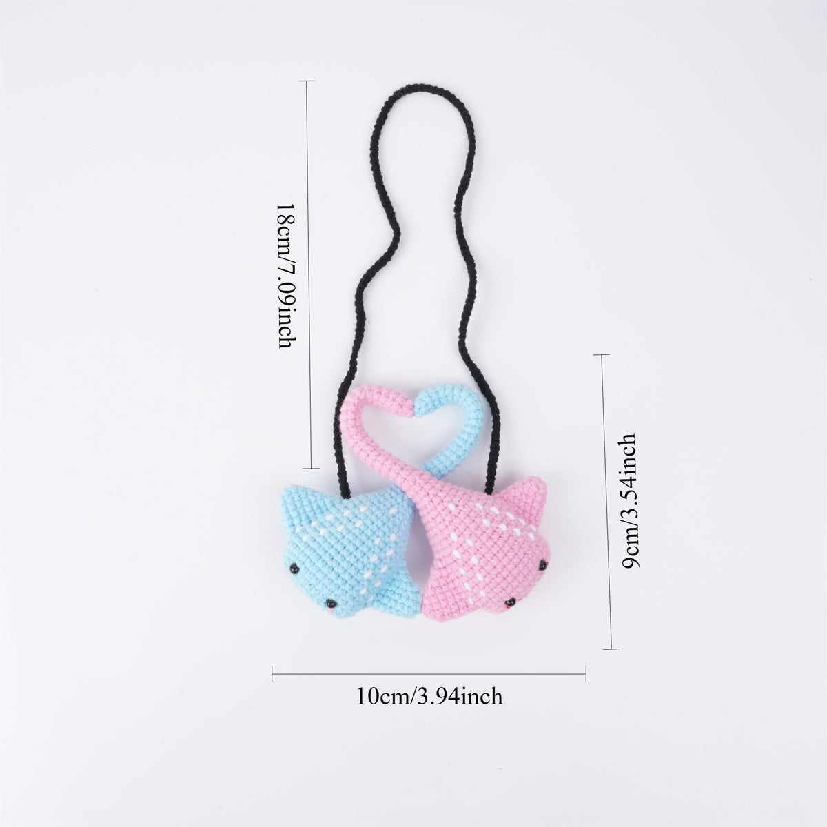 Pink Blue Heart Stingray Crochet Ornament,Couples GIft