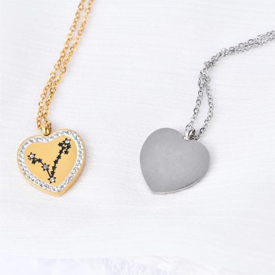 Constellation Necklace Handmade, Minimalist Heart Twelve Zodiac Necklace Pendants, Personalized Astrology, Birthday Gift, Valentine's Day Gifts