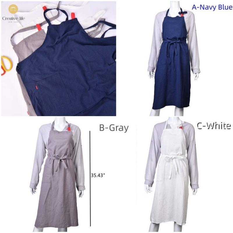 Handmade Cotton and Linen Minimalist Adult Apron, for Housekeeping Restaurant Florist Work
