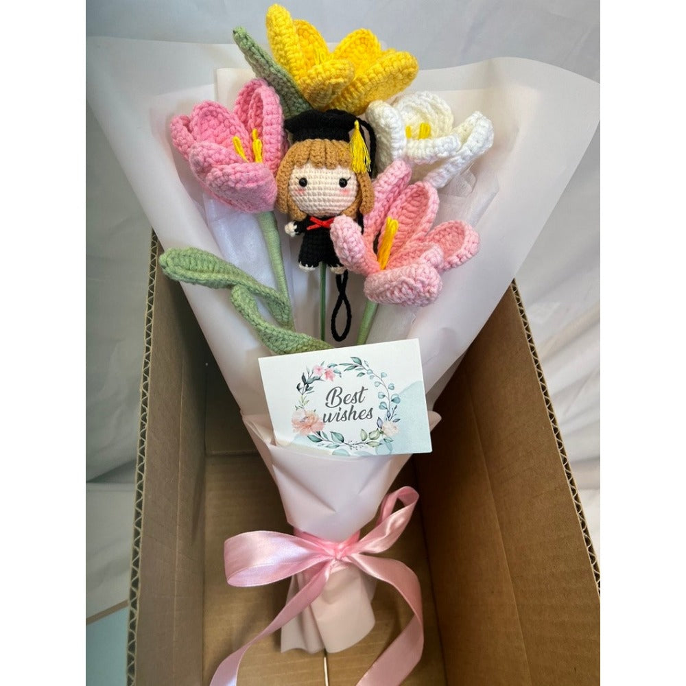 Crochet Graduation Bouquet,Crochet Tulip Flower Bouquet