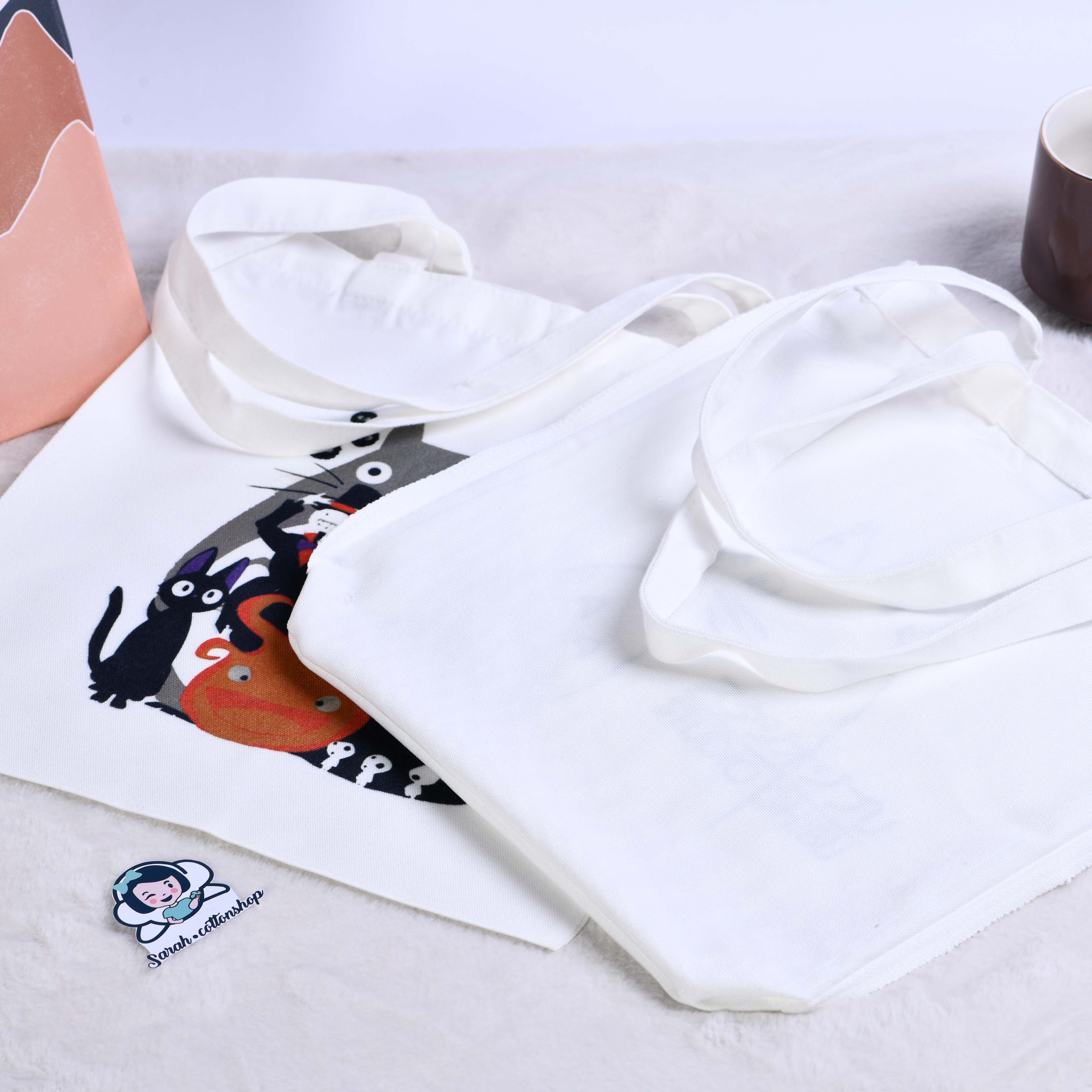 Anime Faceless Man/Totoro Canvas Tote Bag, Shopping Bag Handmade