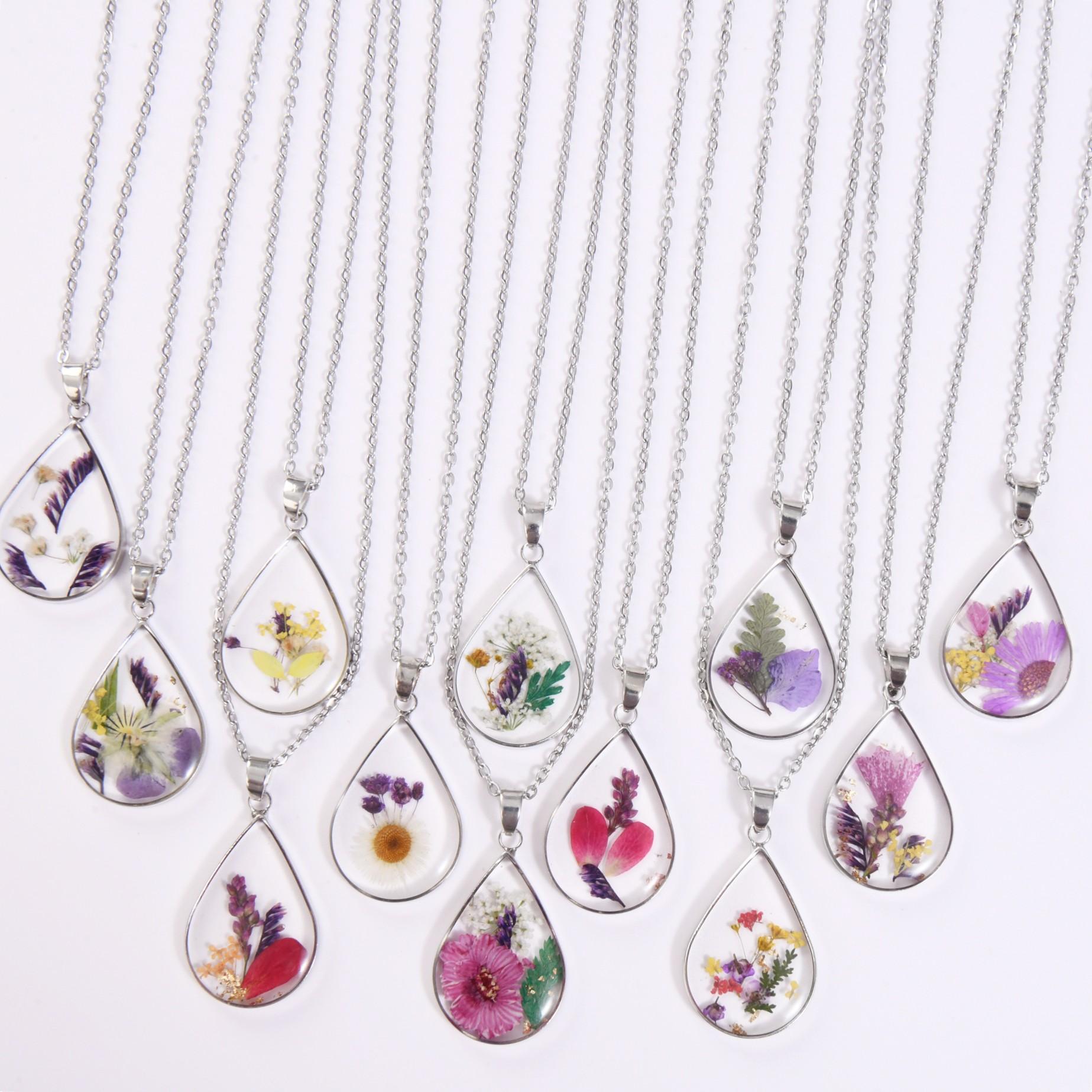 Silver Necklace Birth Month Flower , Multi Flowers Necklace