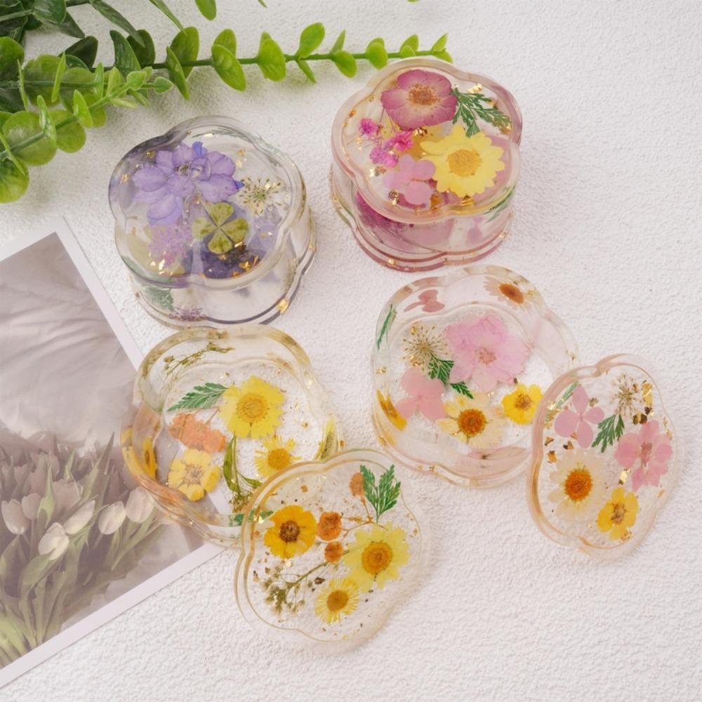 Flower Shaped Real Flowers Resin Ring Holder,Ring Dish