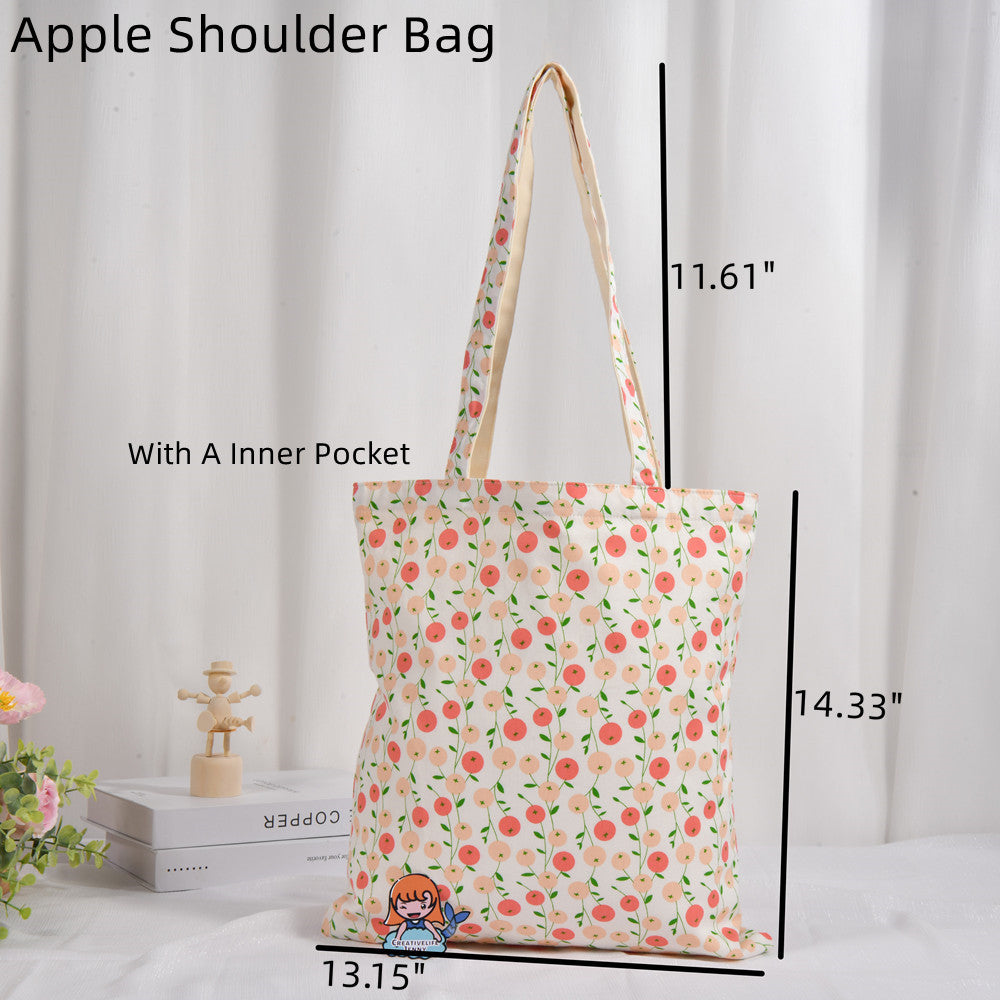 Apple Fruit Totes, Shoulder Bag with Zipper