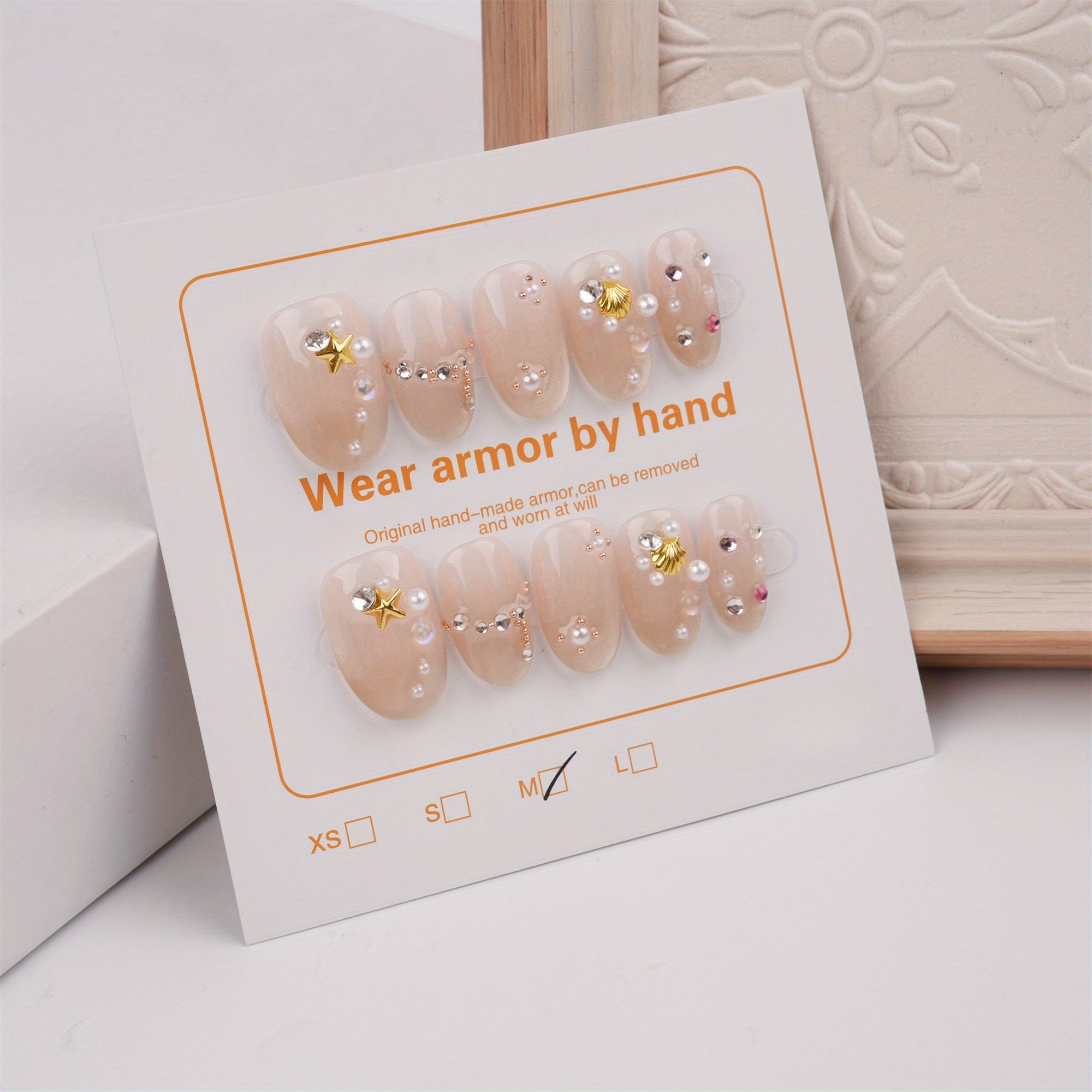 Gold Stars Press on Nails, Medium Oval Nails, Reusable Nails, Gentle Wedding Manicure