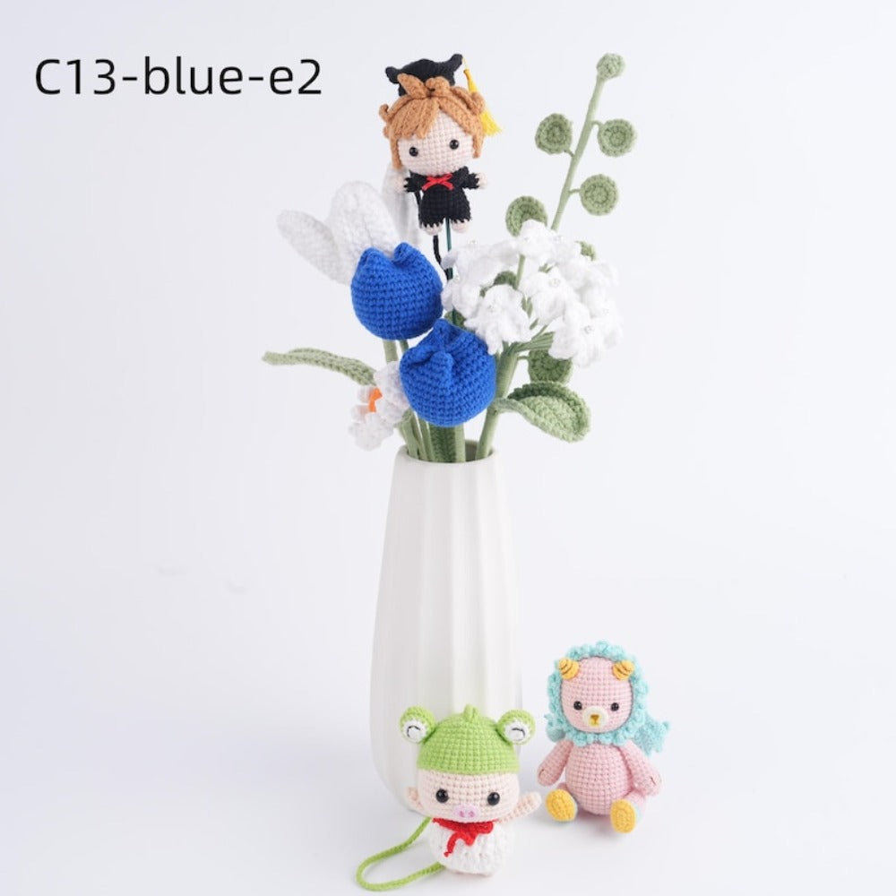 Personalized Crochet Tulip Bouquet,Baby's Breath,Daisy,Everlasting Gift