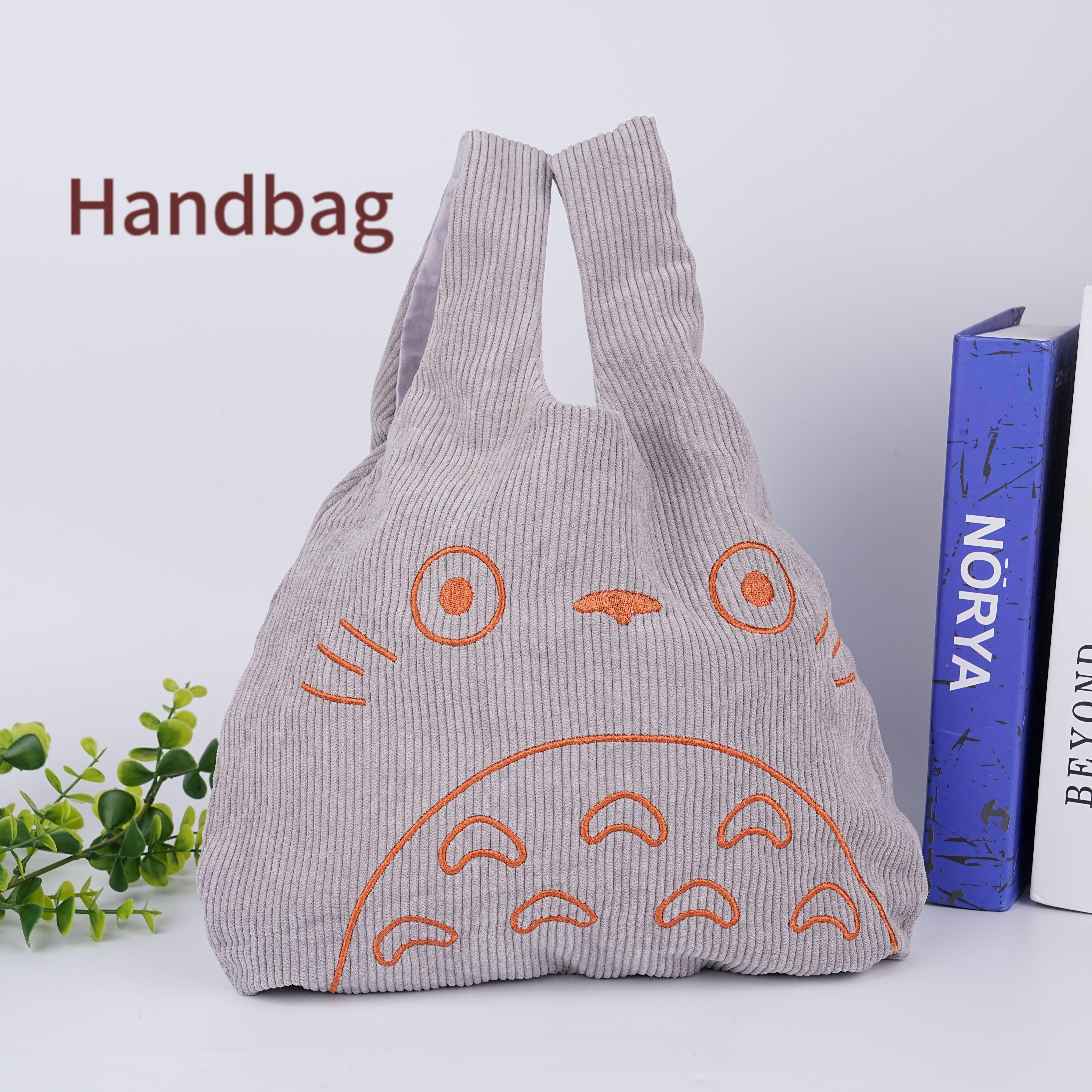 Cute Japanese Totoro Corduroy Bag,Shopping Tote,Wrist Bag For Women