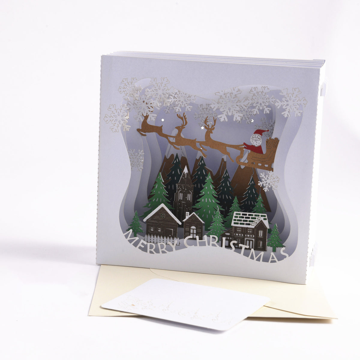 3D White Christmas Pop Up Card