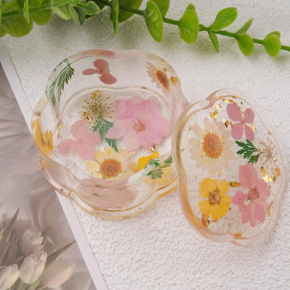 Flower Shaped Real Flowers Resin Ring Holder,Ring Dish