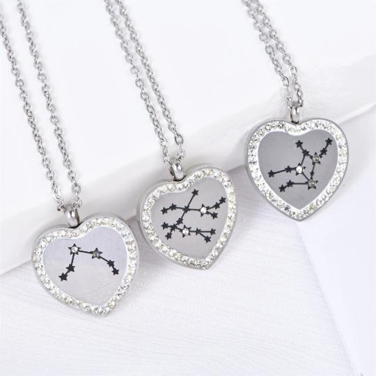 Constellation Necklace Handmade, Minimalist Heart Twelve Zodiac Necklace Pendants, Personalized Astrology, Birthday Gift,Valentine's Day Gifts