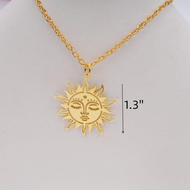 Gold Sun Goddess Pendant Earrings&Necklaces, Bohemian Style Jewelry Set, Gothic Gold Sun Jewelry Pendant Necklace, Birthday/Valentine's Day Gifts