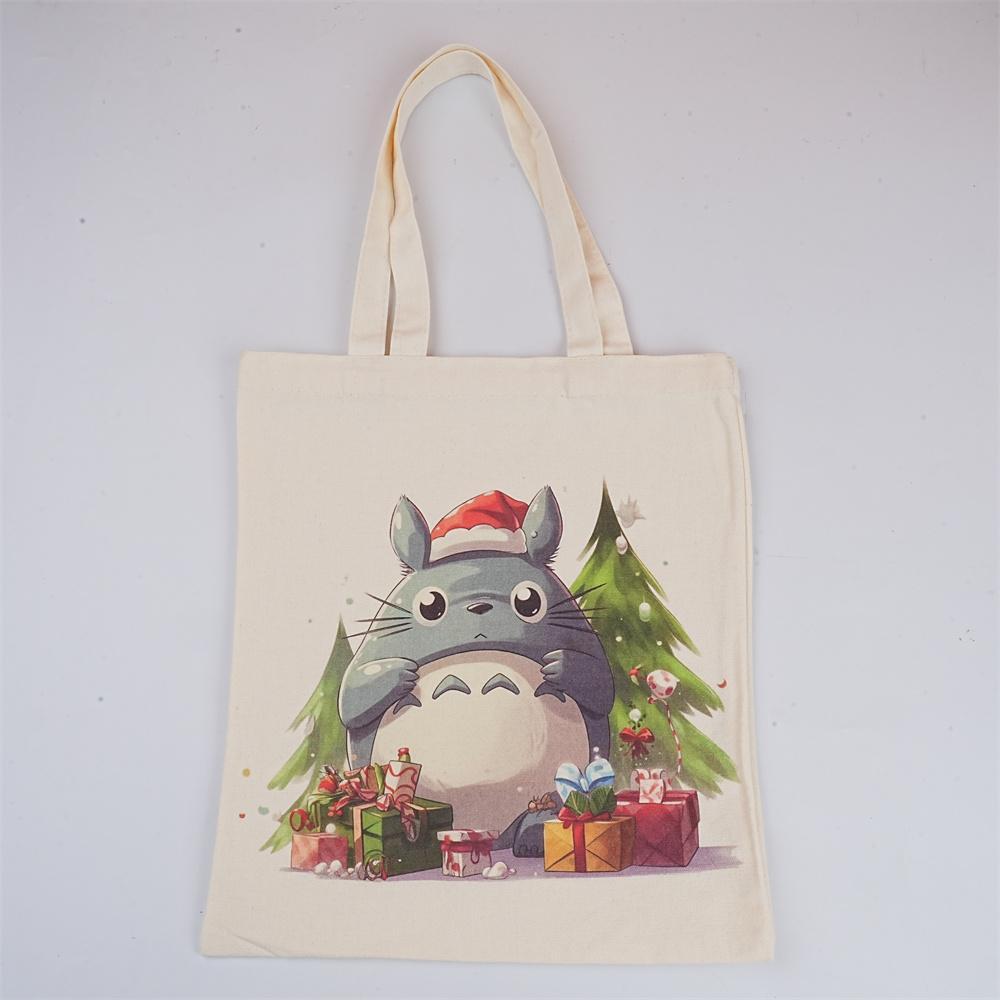 Halloweeen/Christmas Totoro Canvas Tote Bag,Reusable Shoulder Bag