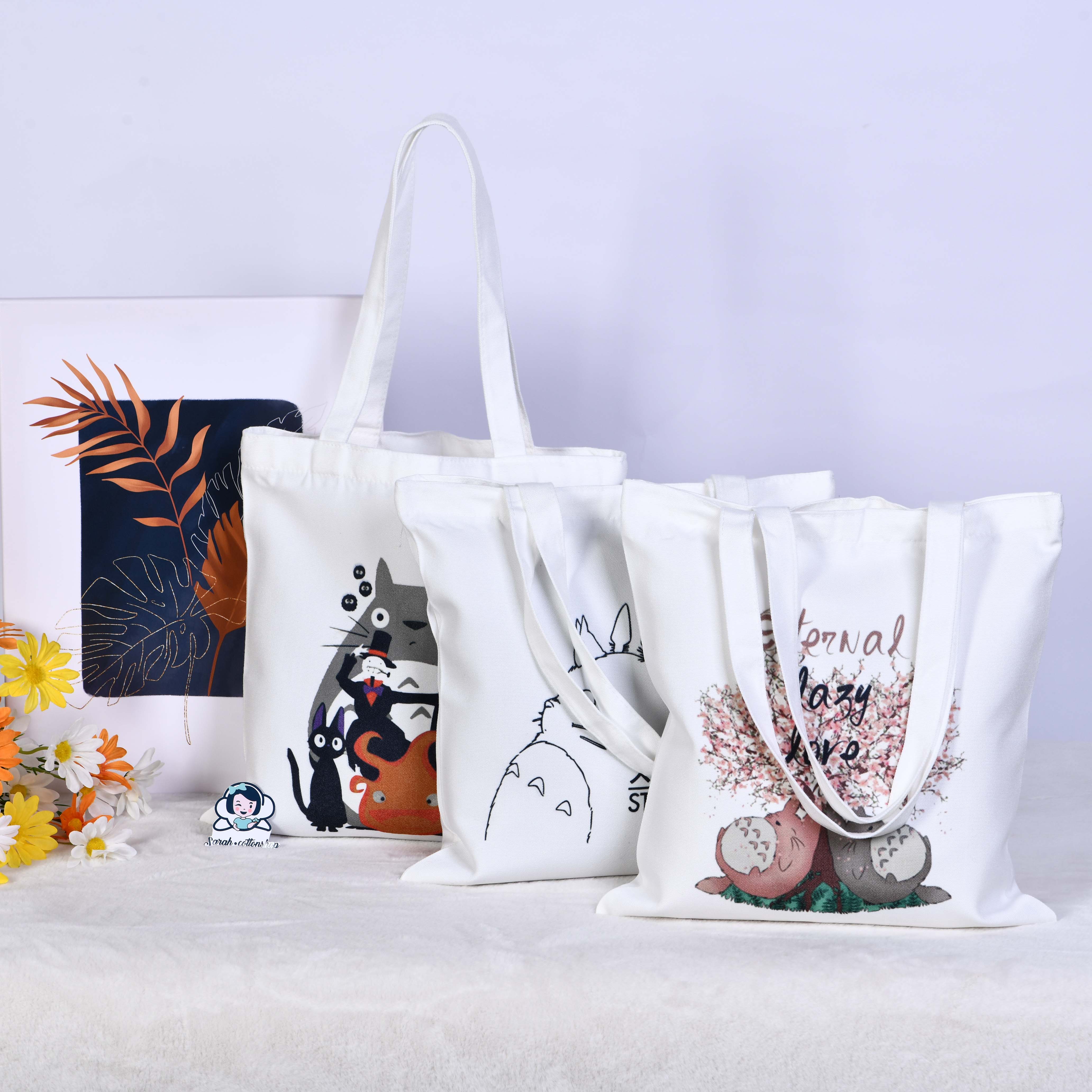 Anime Faceless Man/Totoro Canvas Tote Bag, Shopping Bag Handmade